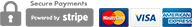 Secure payments powered by Stripe - check out using credit or debit cart, or global payment methods