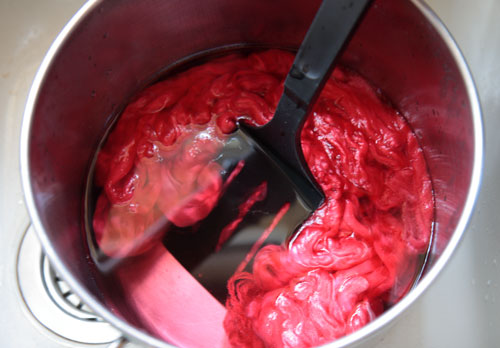 The liquid turns clear when all the dye has been absorbed